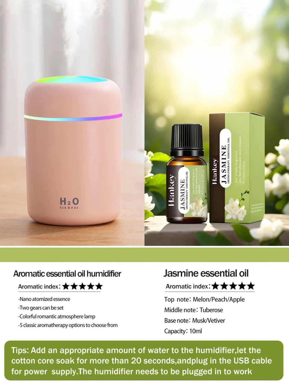 Diffuseur d'arômes et humidificateur – Aromthérapie & brume apaisante