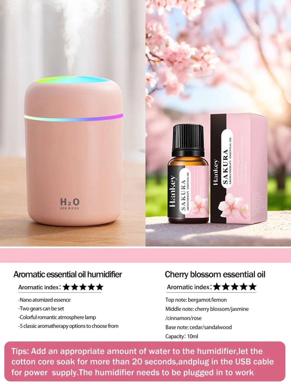 Diffuseur d'arômes et humidificateur – Aromthérapie & brume apaisante