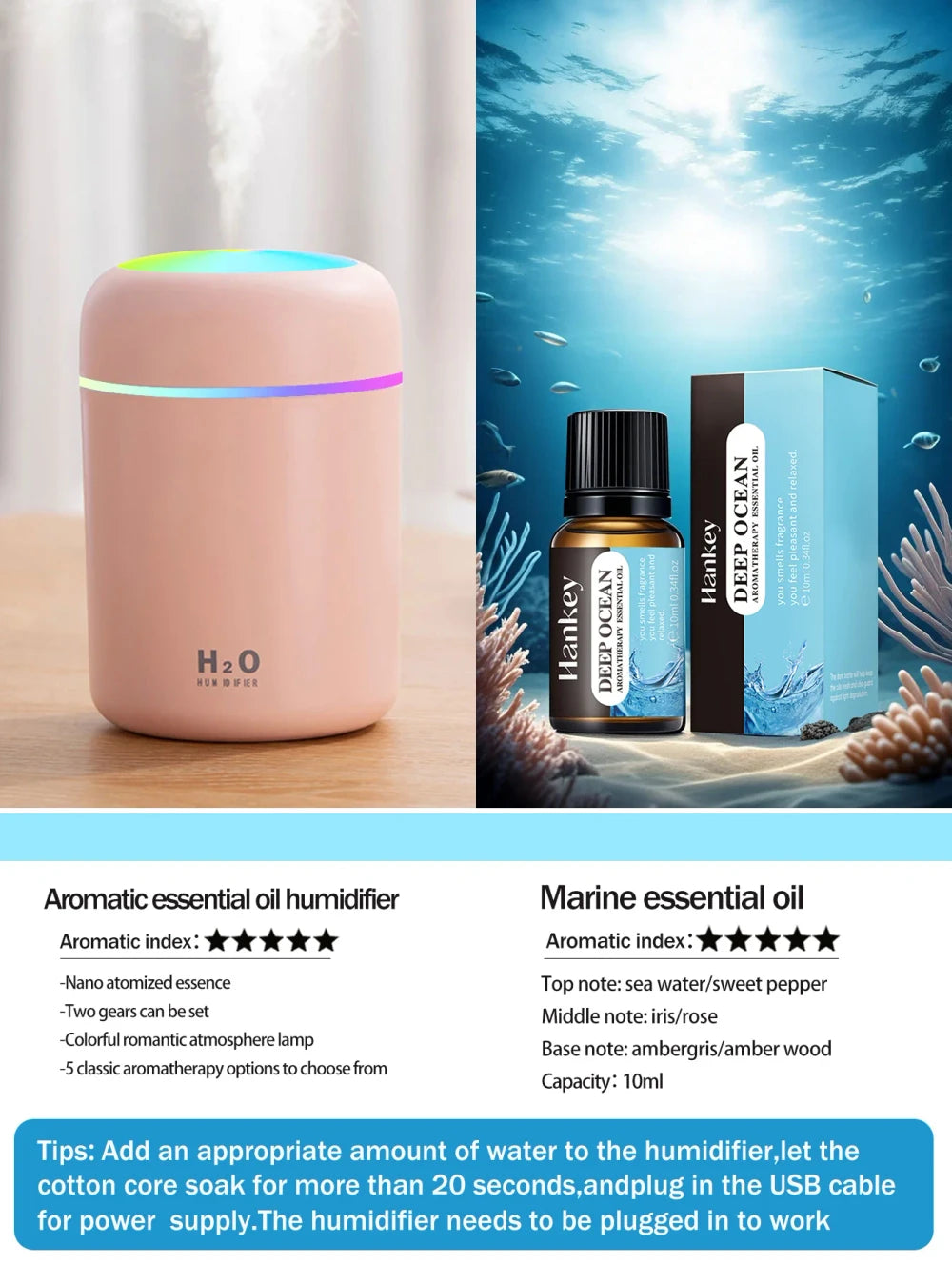 Diffuseur d'arômes et humidificateur – Aromthérapie & brume apaisante