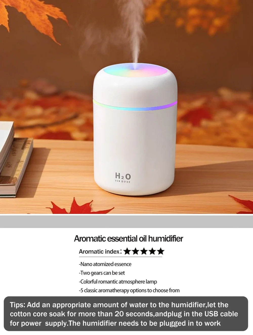 Diffuseur d'arômes et humidificateur – Aromthérapie & brume apaisante