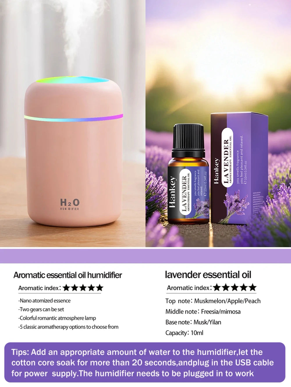 Diffuseur d'arômes et humidificateur – Aromthérapie & brume apaisante