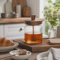 Pot à Miel Verre Borosilicate – Distributeur Cuisine Cuillère Bois Naturel
