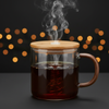 Mug café vapeur fond sombre premium