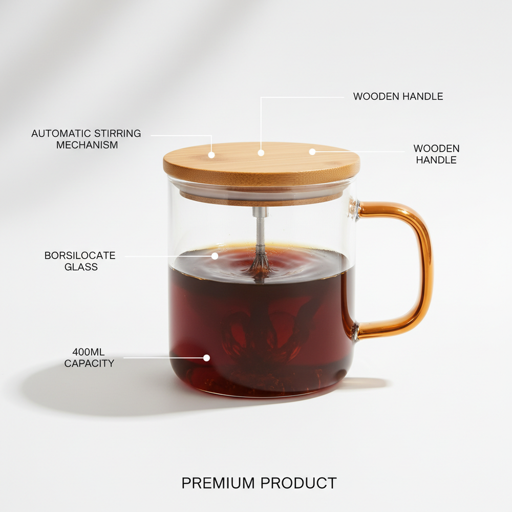 Mug auto-mélangeur explicatif produit