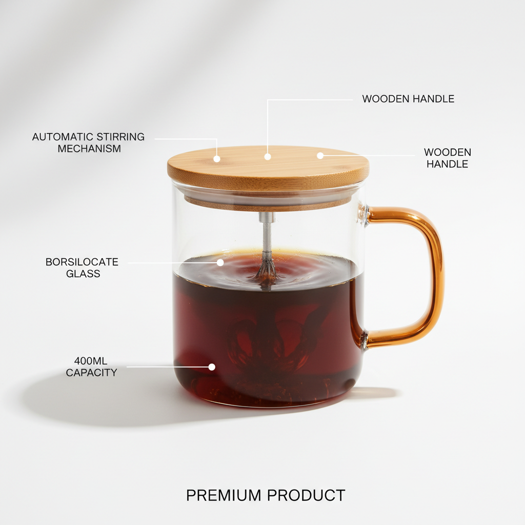 Mug auto-mélangeur explicatif produit