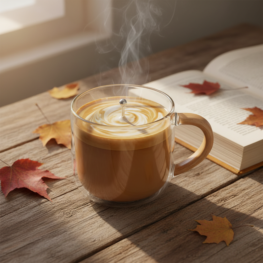 Mug latte cosy ambiance automne